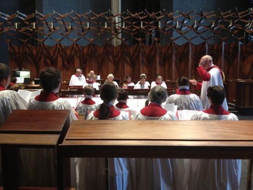 The Choir singing in Coventry Cathedral
