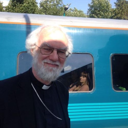 Bishop Rowan on his last visit to the town in July 2014